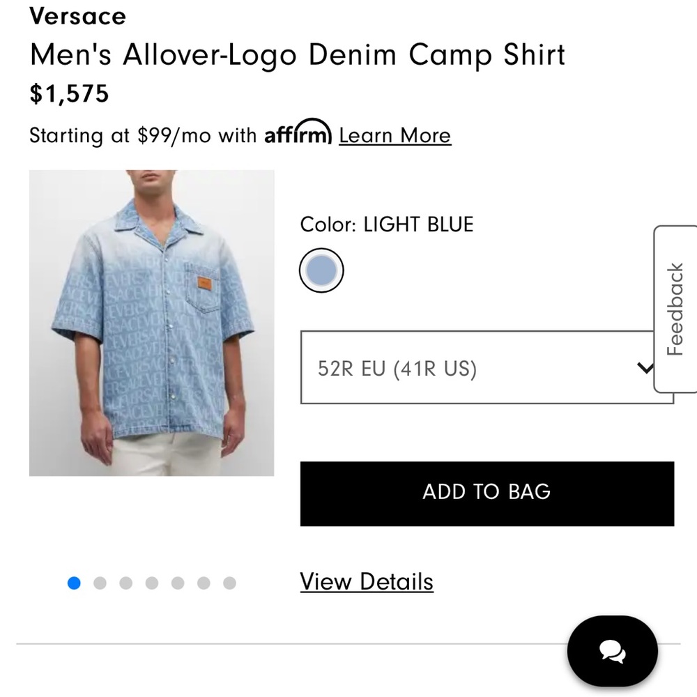 Versace- Men's Allover-Logo Denim Camp Shir